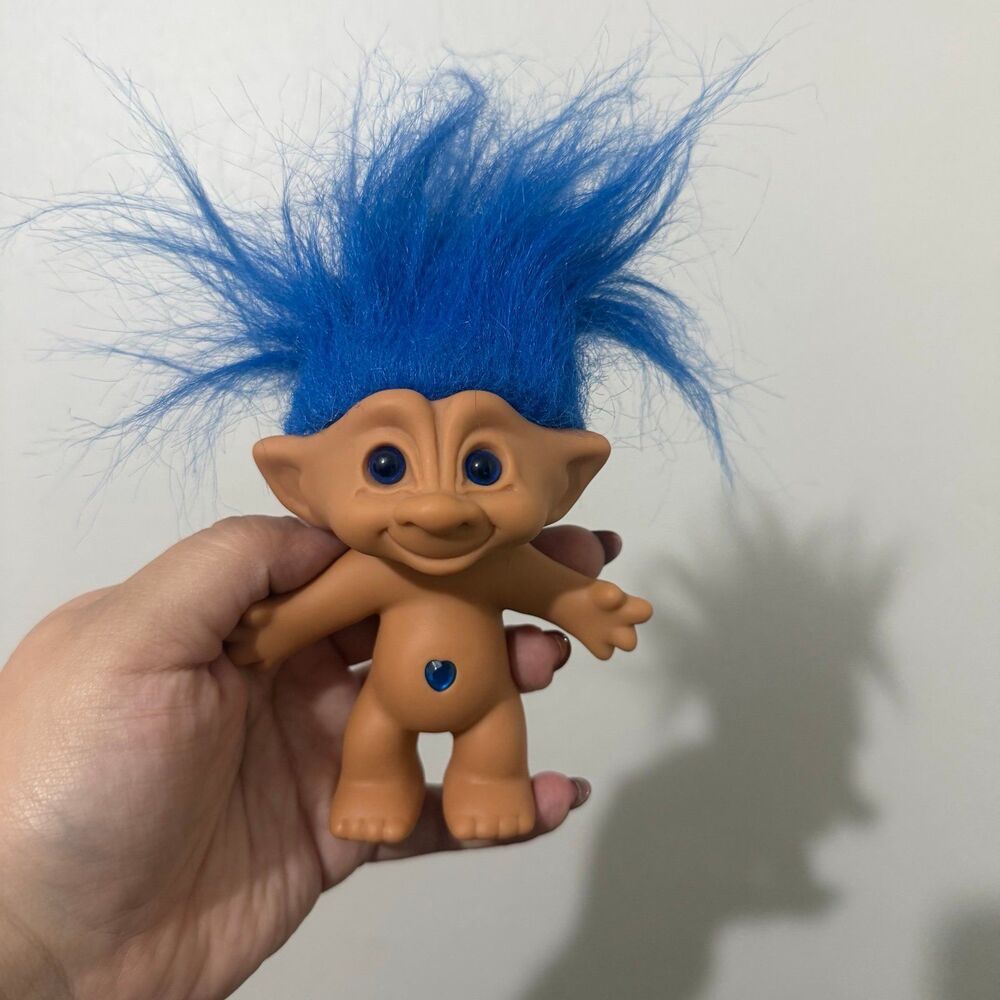 Vintage Treasure Troll Tansy Blue Hair, Eyes Star, Gemstone, Brush